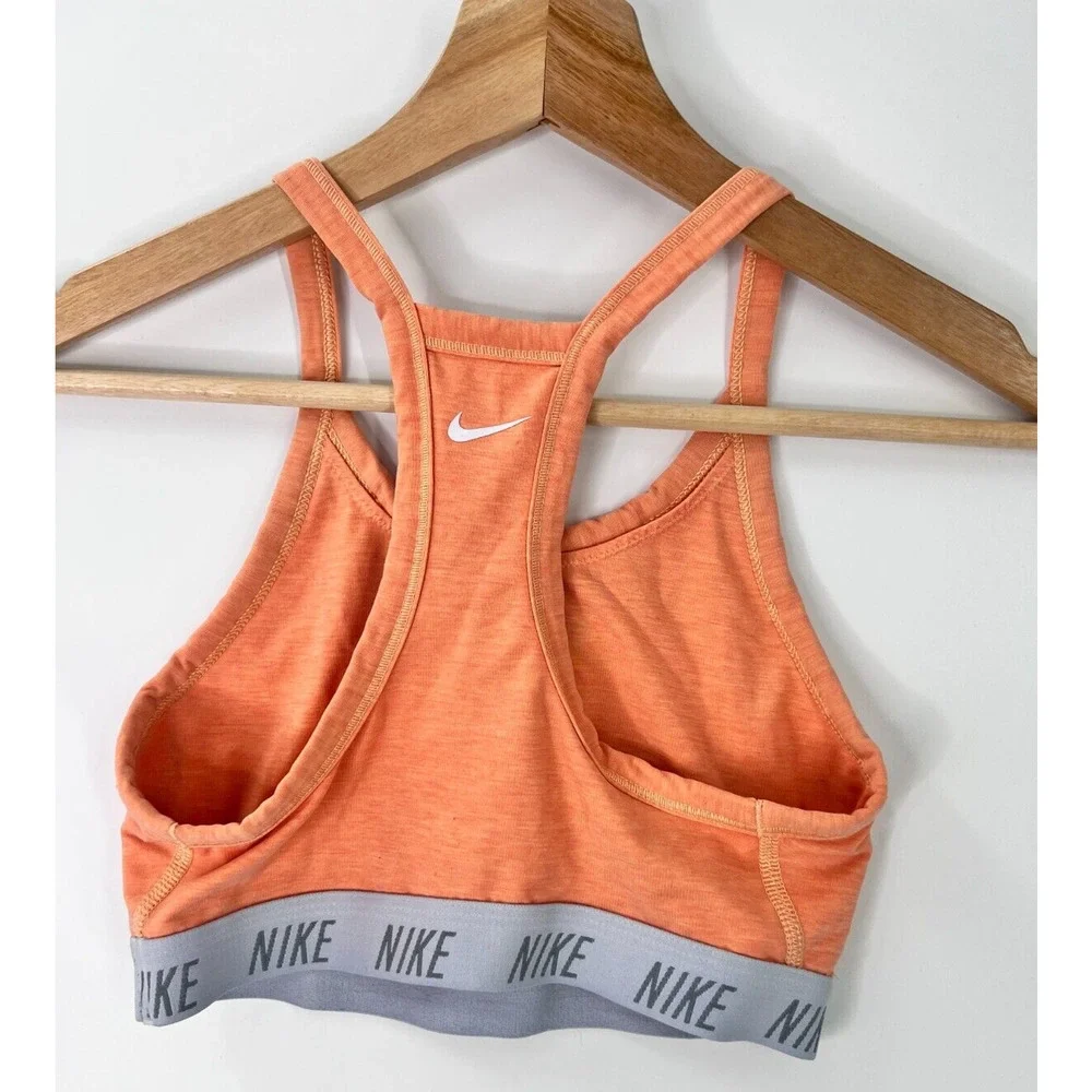 Nike Swoosh Soft Tee Sports Bra Orange/Gray Women's Size Small